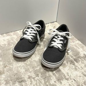 VANS Off The Wall Gray Canvas Lace Up Sneakers, Women's Size 7